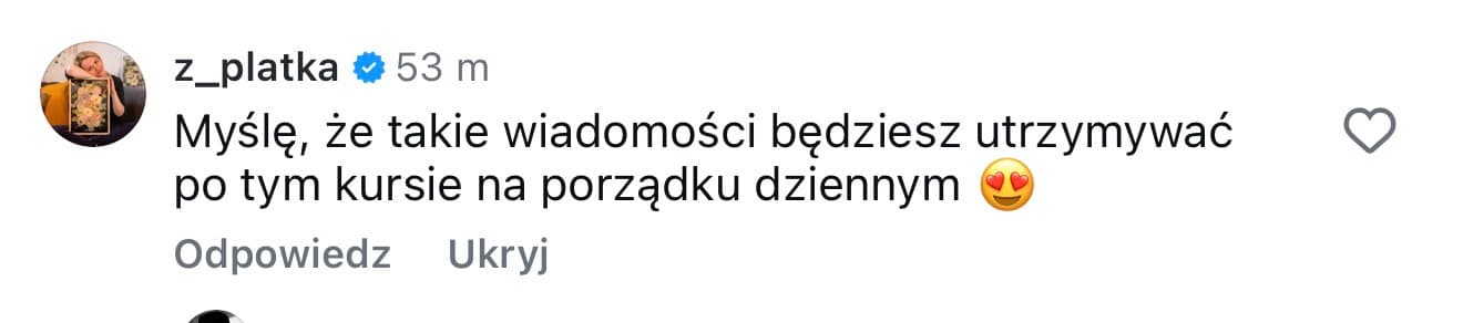Komentarz o kursie PR na Instagramie od z_platka